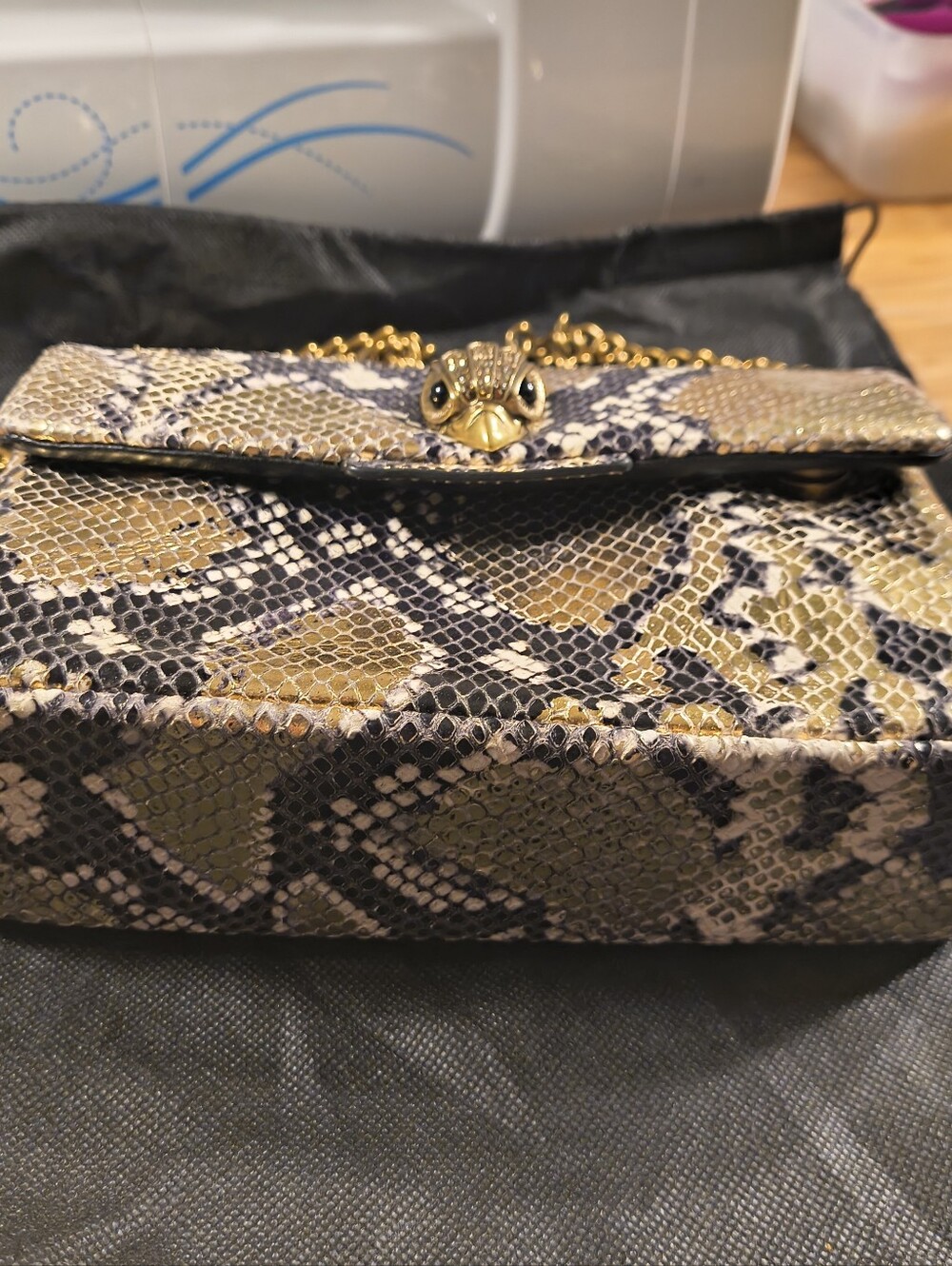 Kurt Geiger London Mini Kensington Metallic Snake Print Leather Crossbody Bag - Picture 8 of 16